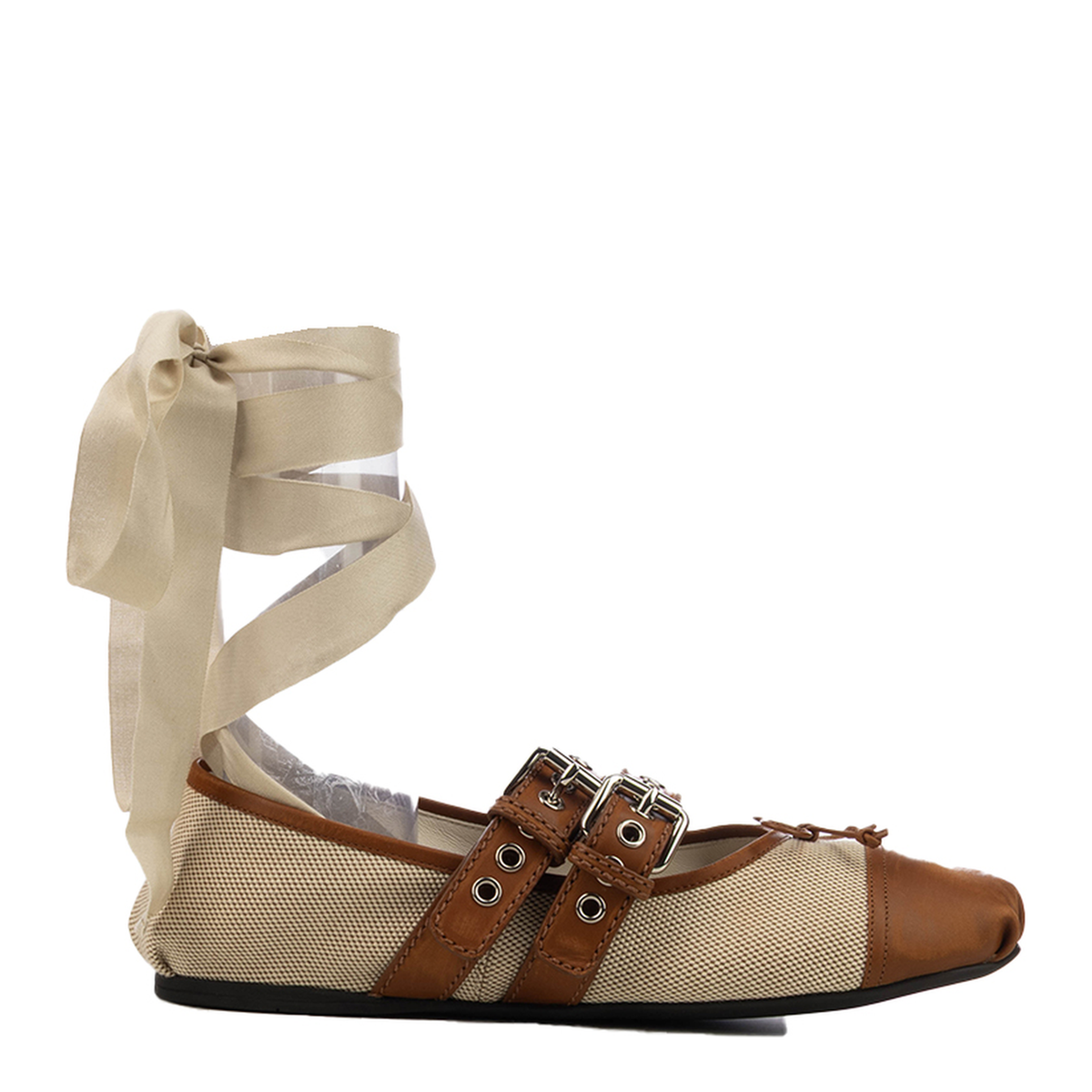 MAYFEYR - Miu Miu - Two Tone Canvas Ballerinas - 5F608EF0053ZMKF0C4Z
