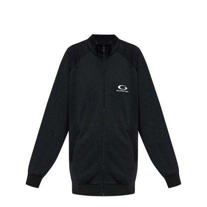 Black Cotton Zip-Up Tracksuit Jacket