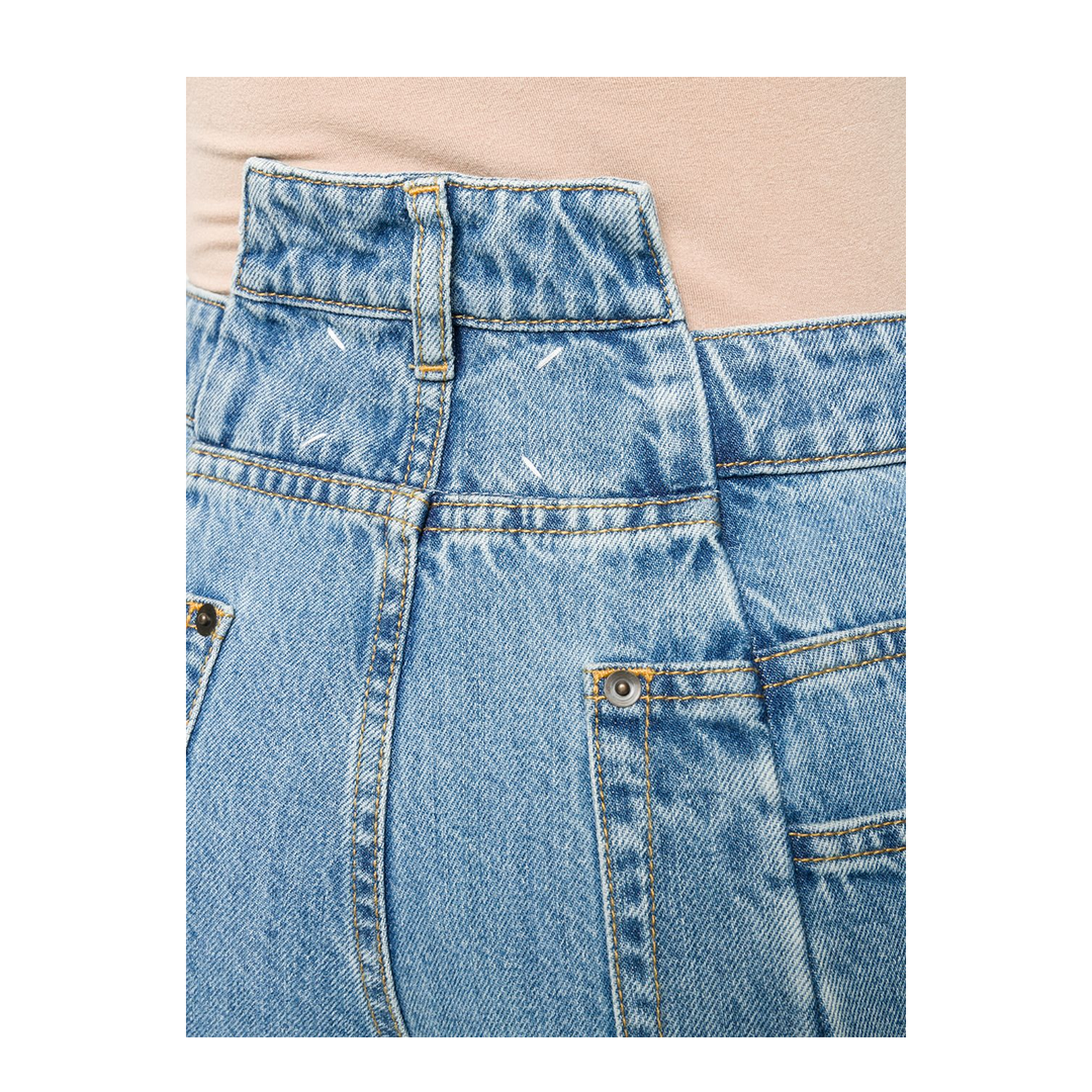 Blue Denim Regular-waisted Wide-leg Jeans