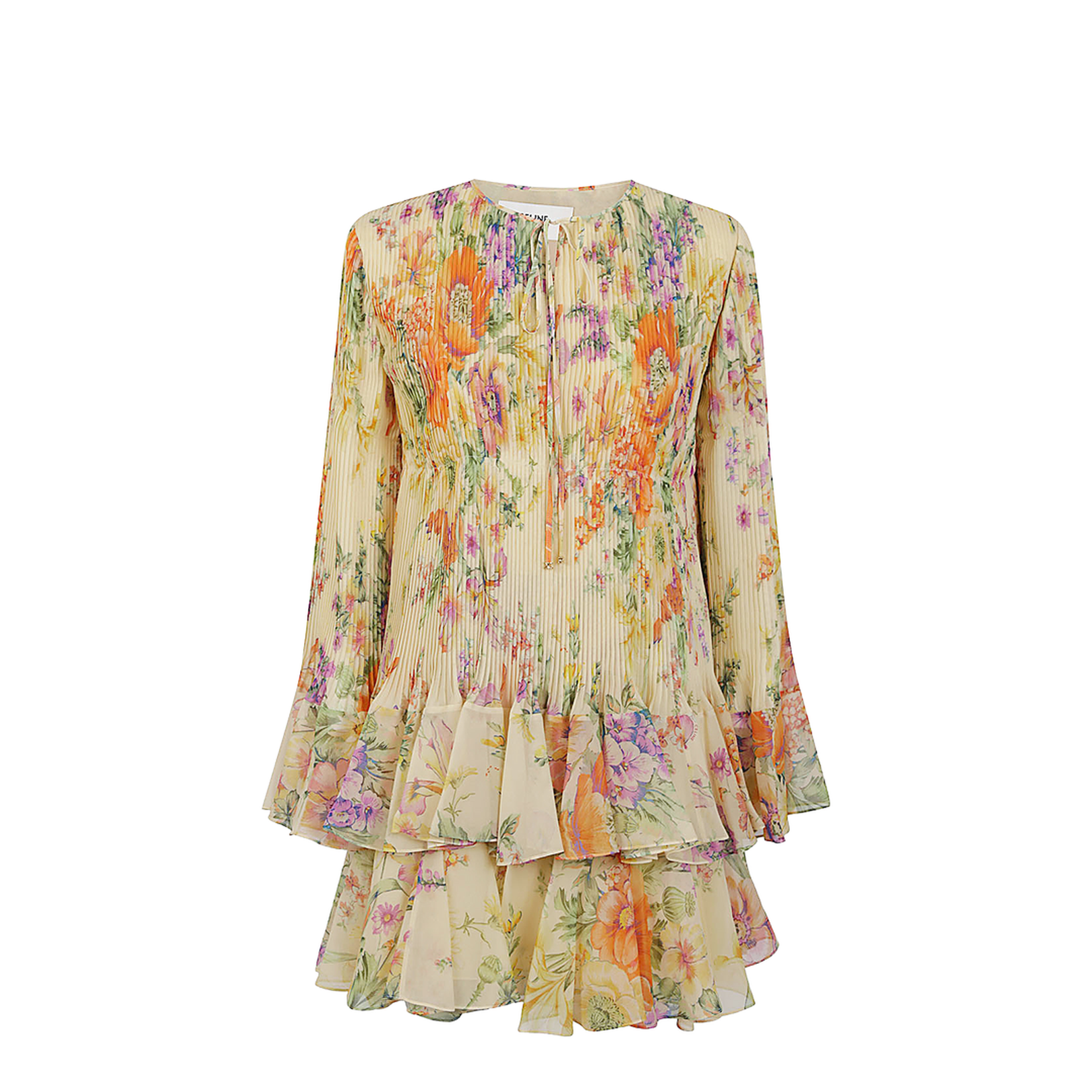 Mini Pleated Dress in Silk Georgette