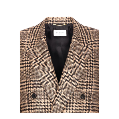 Jacket in Prince of Wales Silk and Cashmere in Black