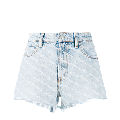 MAYFEYR - Alexander Wang - All-Over Logo Printed Denim Shorts - 4DC2204781