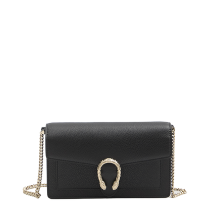 Wallet on chain in black leather