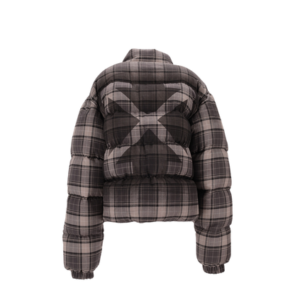 Spray Arr Check Flan Down Jacket Dark Grey