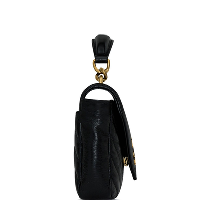College Mini Leather Shoulder Bags - Black