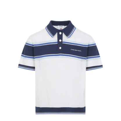 MAYFEYR - Casablanca - Mesh Stripe Polo - MSS26KW130401WHITE