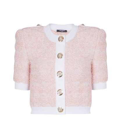 Short-Sleeved Knit Cardigan