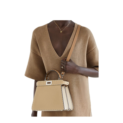 Peekaboo ISeeU Small Leather Top Handle Bags - Beige