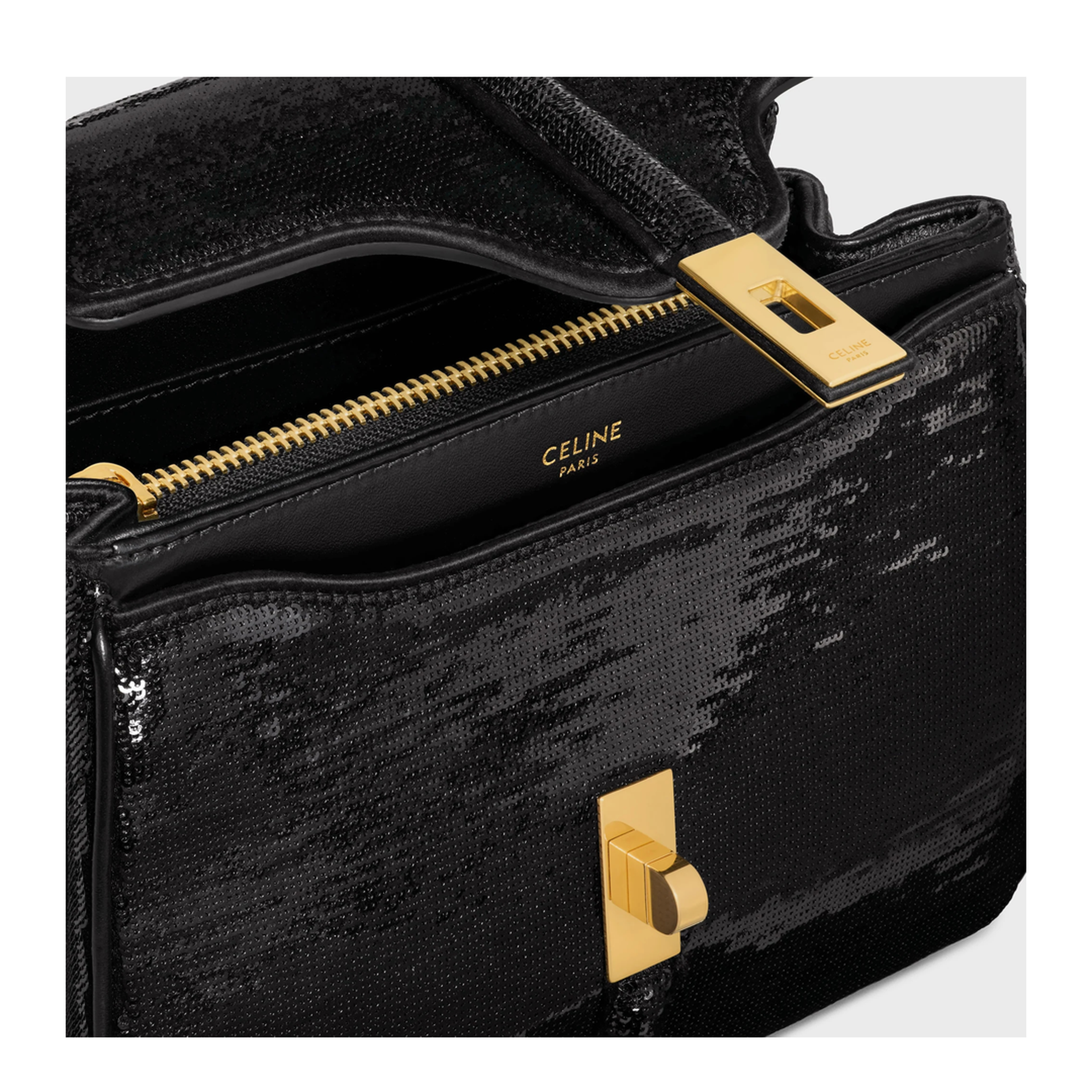 Bag 16 Mini Sequins Leather Black