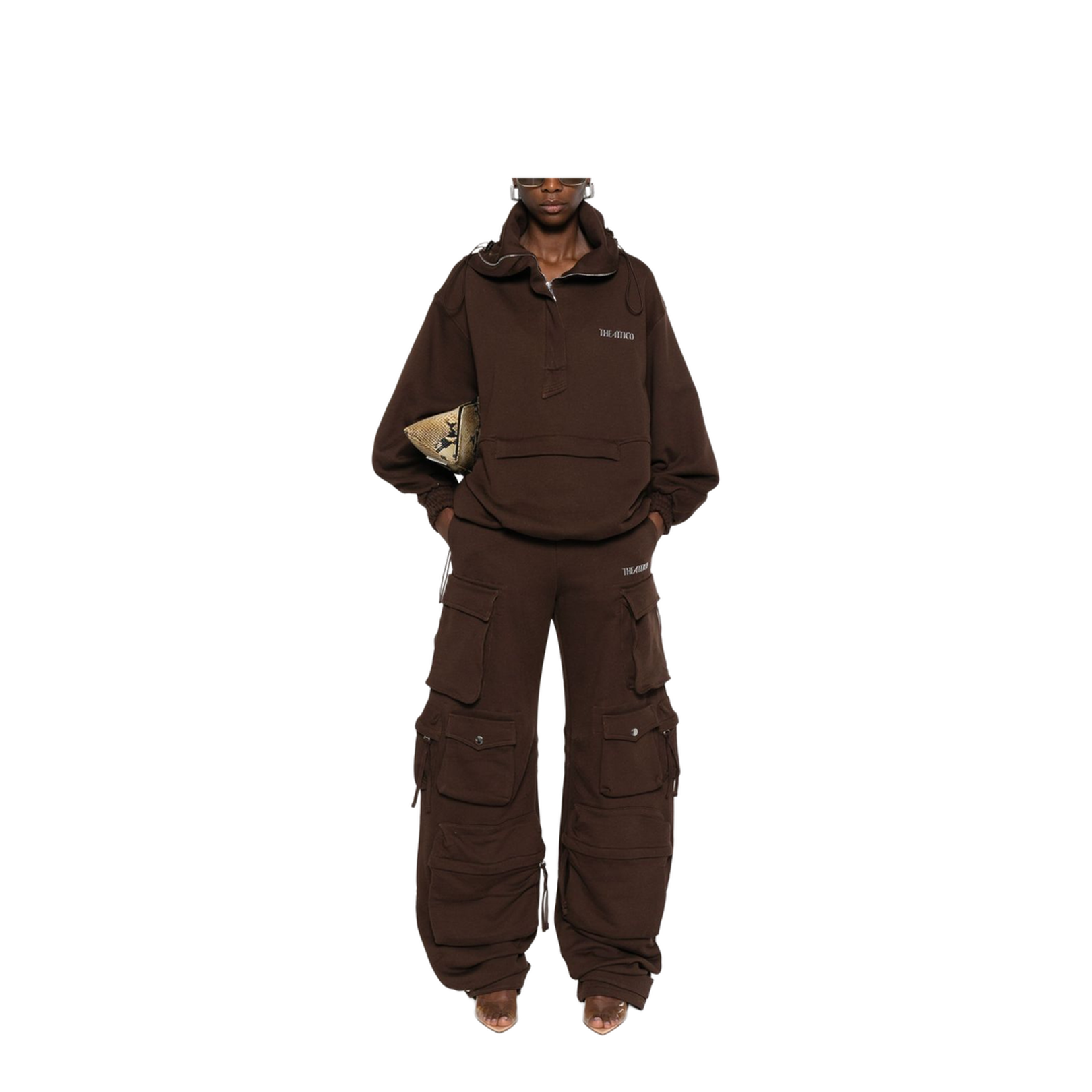 Brown Cotton Anorak Sweatshirt