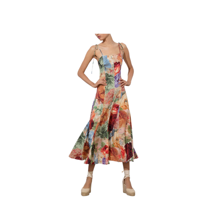 Paneled Midi Dress In Storm Floral Lg