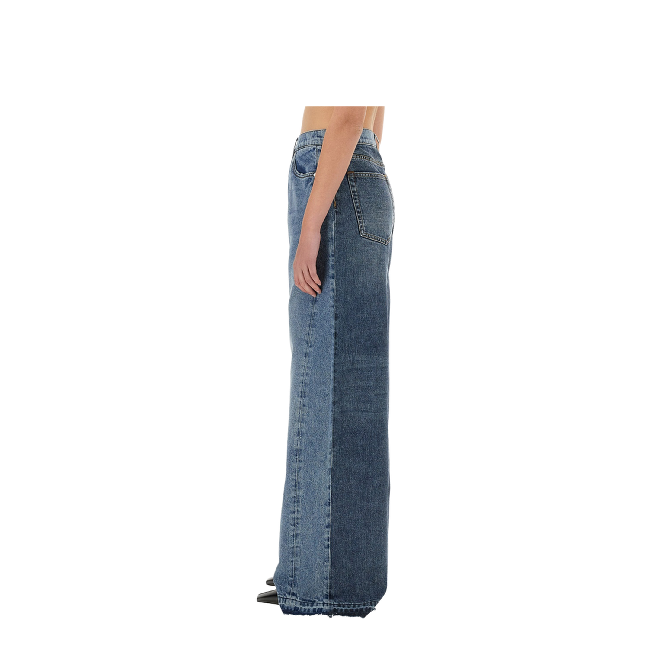 Wide-Leg Jeans with Contrasting Panels