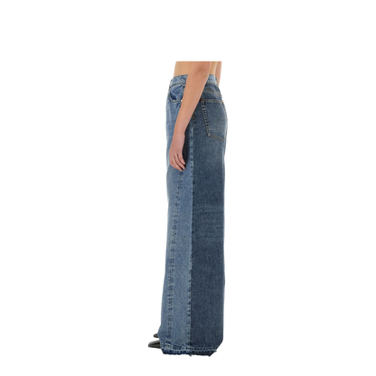 Wide-Leg Jeans with Contrasting Panels