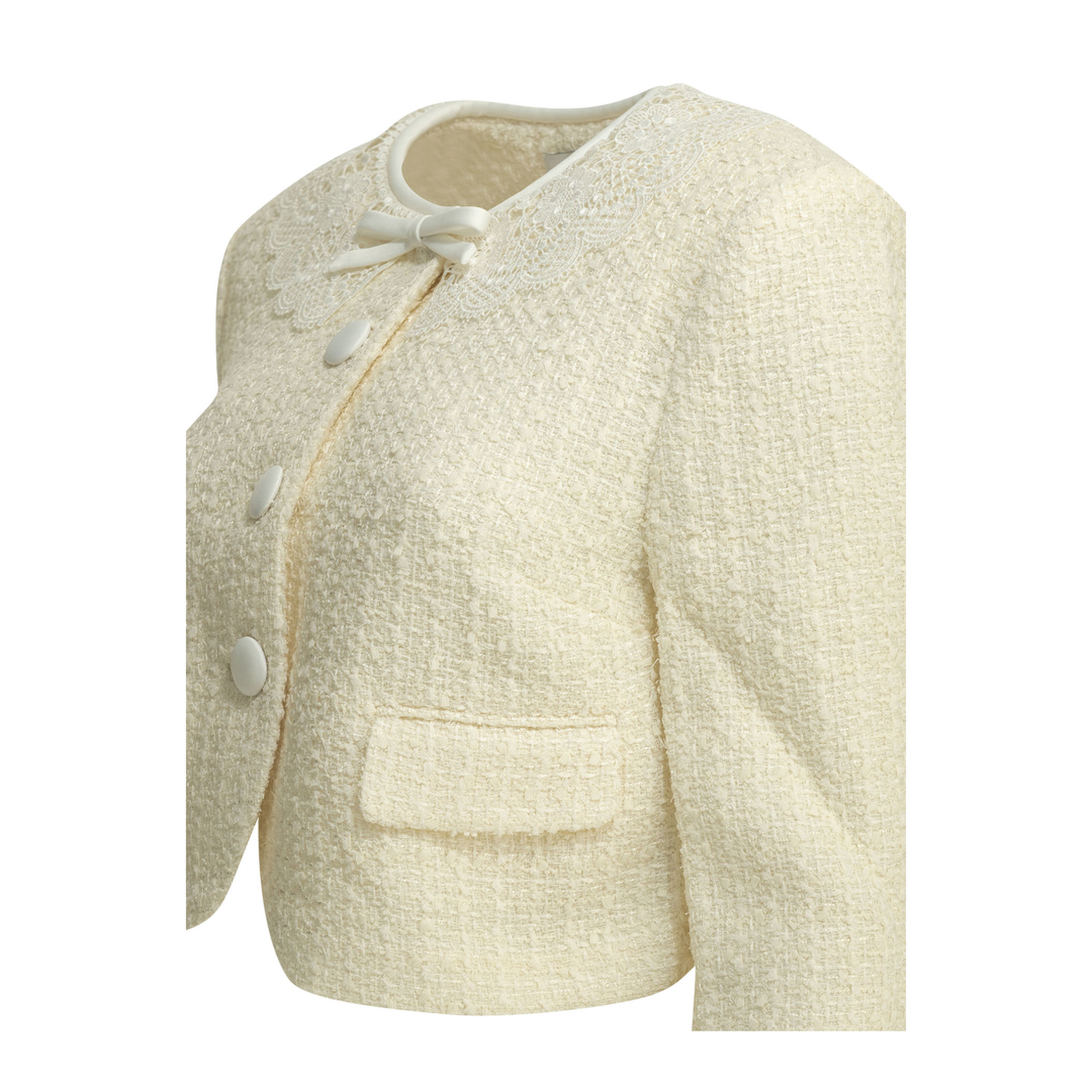 MAYFEYR - Self Portrait - Boucl Blazer With Lace Details - PF26002JCCREAM