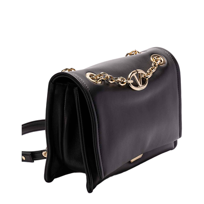 Leather Shoulder Bag with Metal Chain Handle