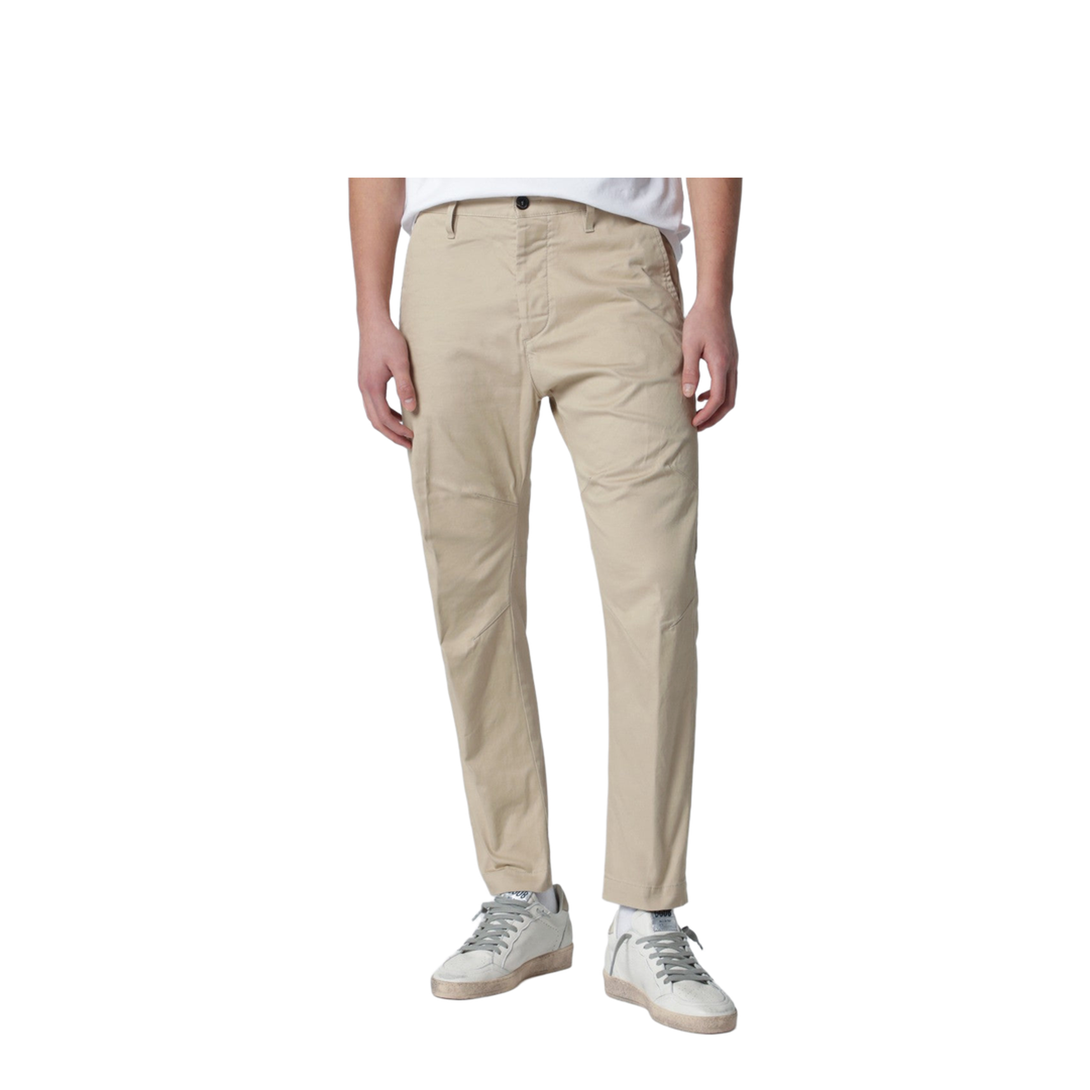 Beige Cotton-Blend Trousers