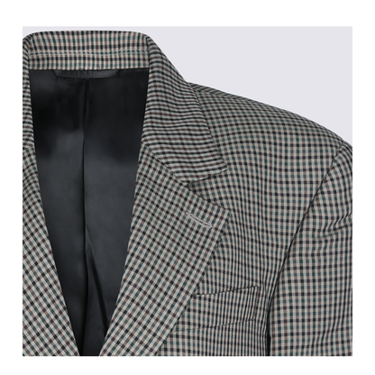 Wrap Tailored Jacket in Khaki/Brown