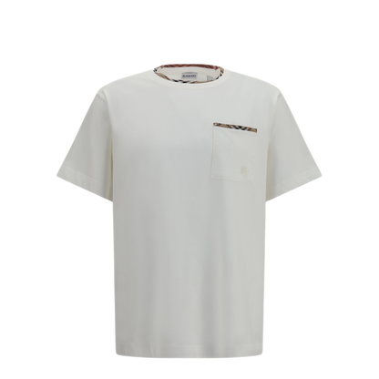 MAYFEYR - Burberry - Cotton T Shirt With Check Trims - 8127629B7078