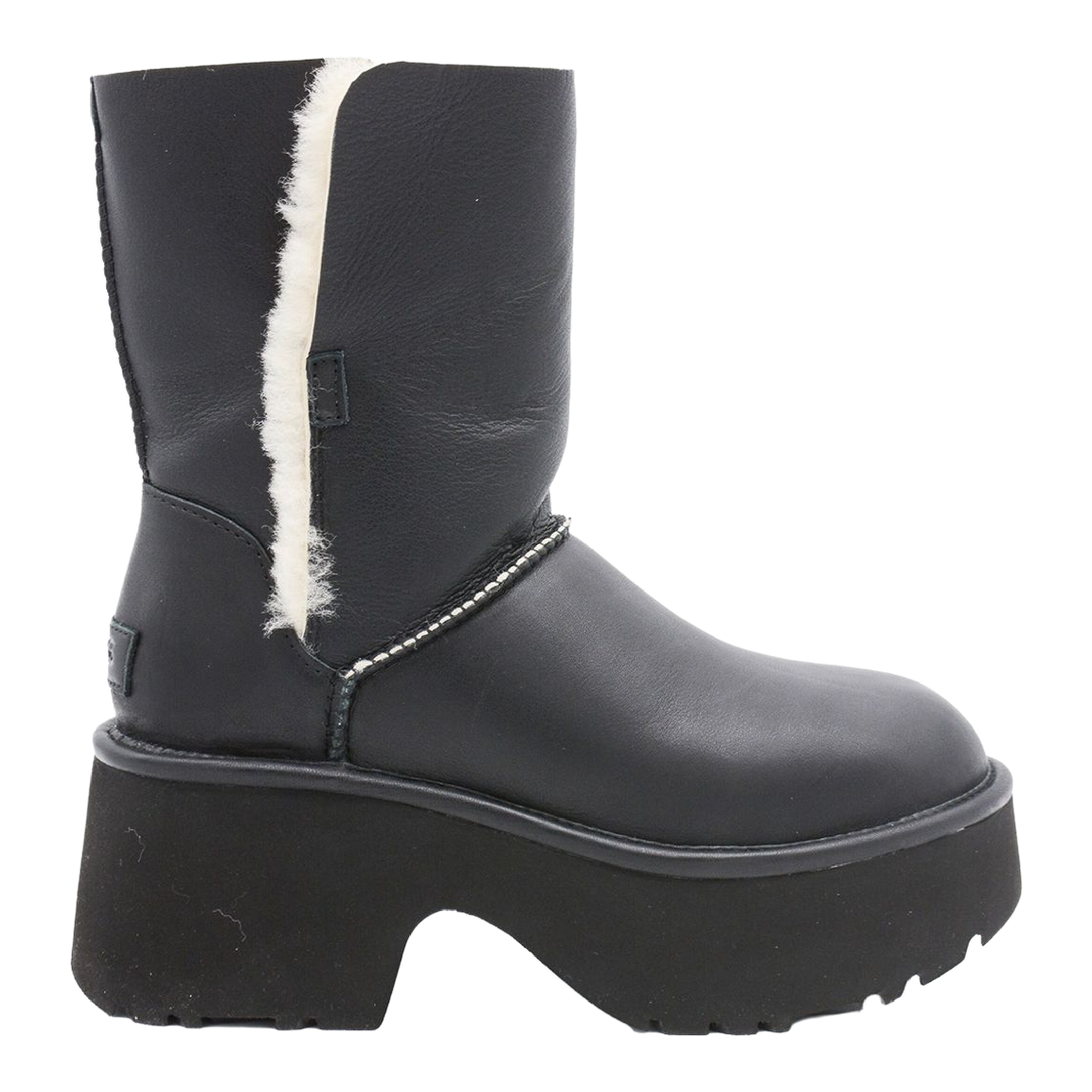 Platform Fur-Trim Leather Boots