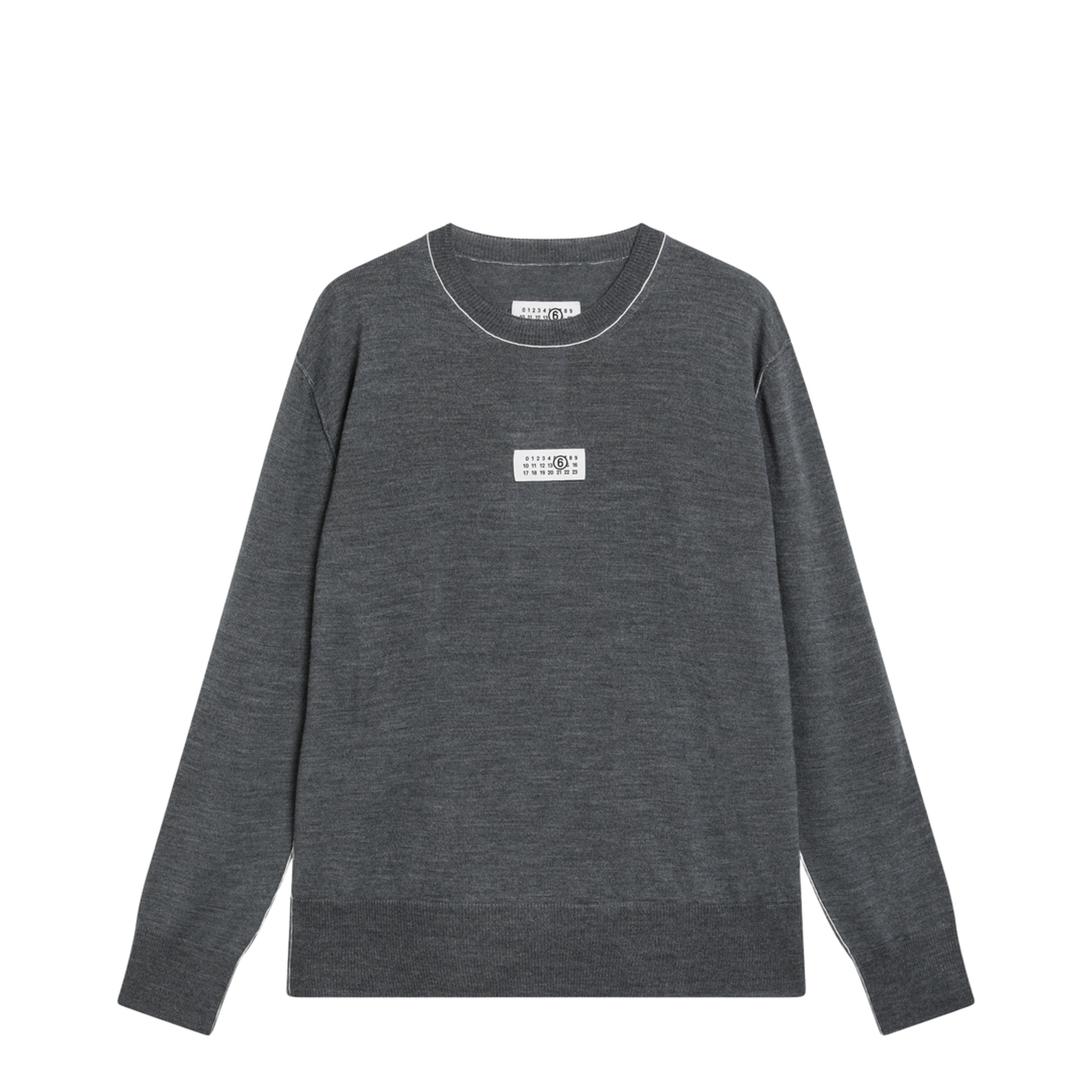 MAYFEYR - Mm6 Maison Margiela - Grey Wool Sweater With Numeric Logo - SH0HL0010M13037860M