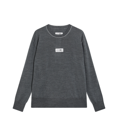 MAYFEYR - Mm6 Maison Margiela - Grey Wool Sweater With Numeric Logo - SH0HL0010M13037860M