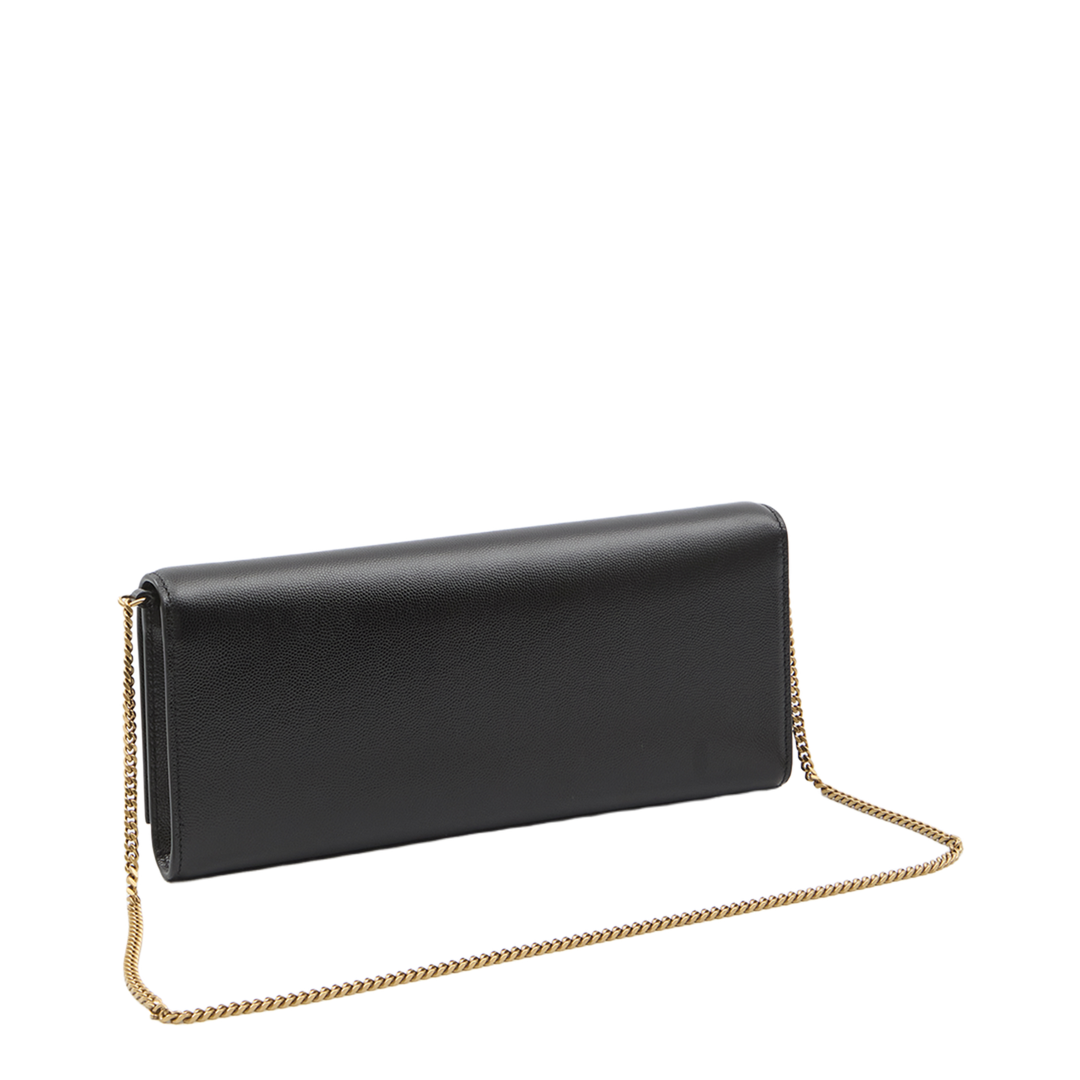 Kate Grain de Poudre Leather Clutch - Black