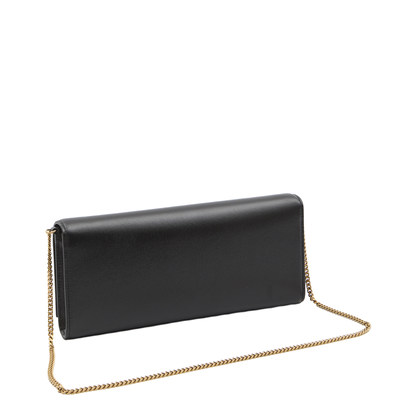 Kate Grain de Poudre Leather Clutch - Black