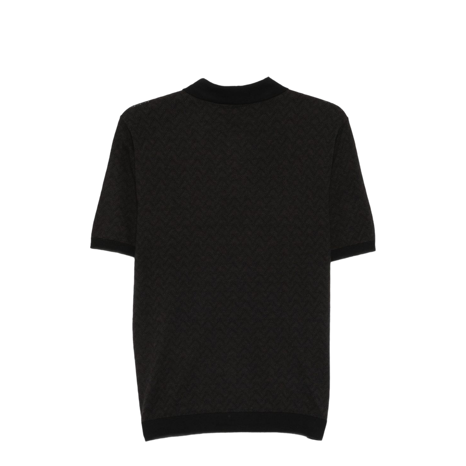 Icon Polo-Collar Jumper in Chevron-Motif Jacquard