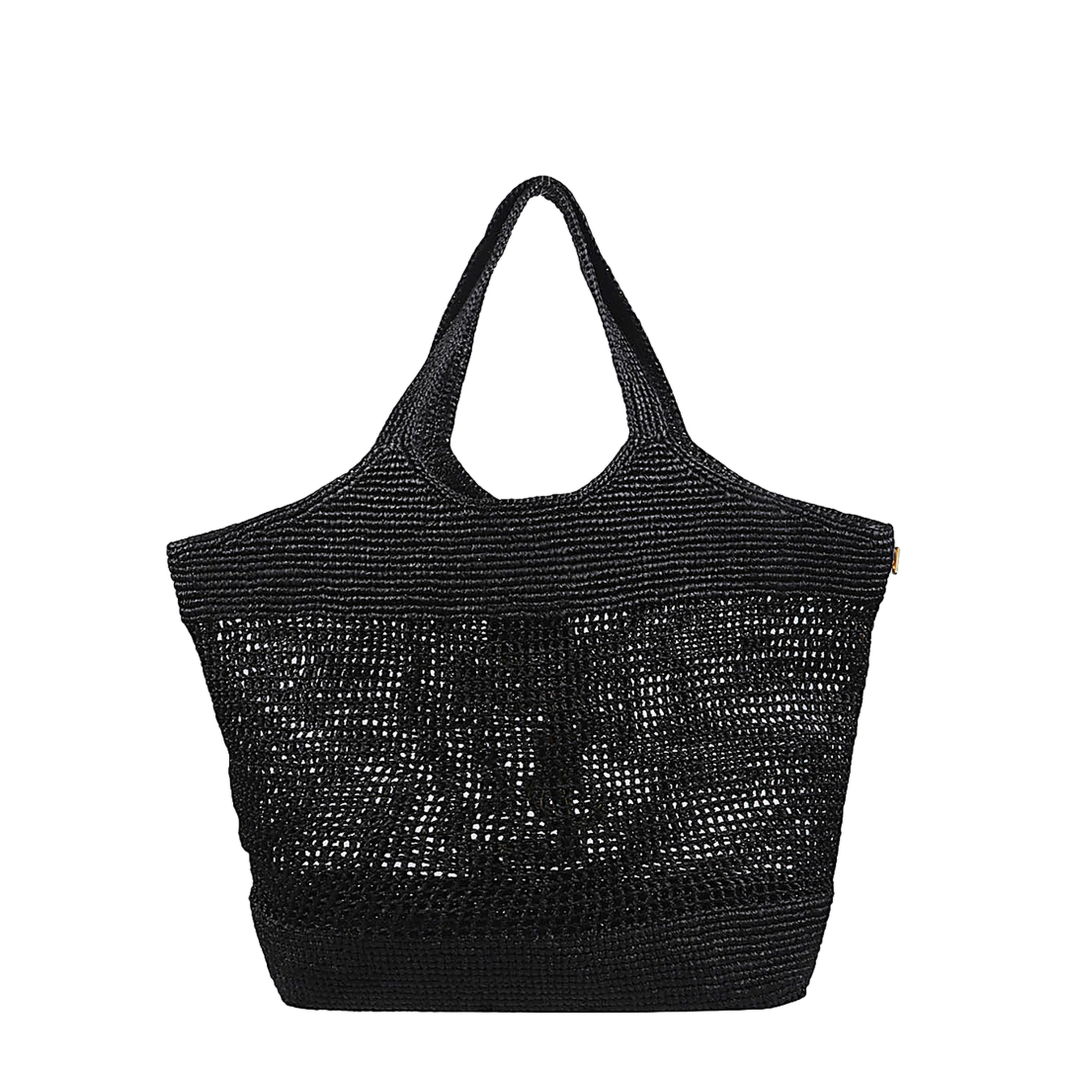 Icare Maxi Raffia Tote Bag - Black