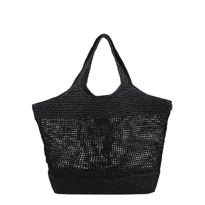 Icare Maxi Raffia Tote Bag - Black