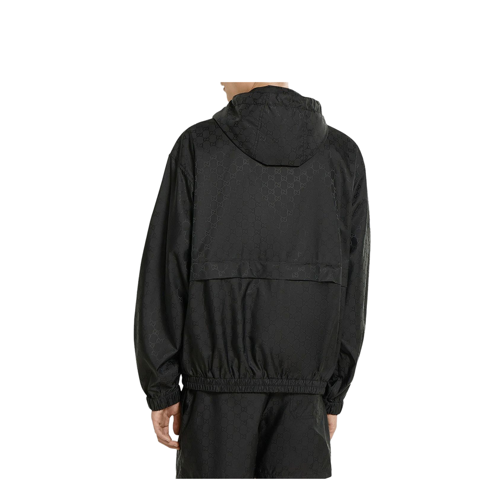 GG Nylon Jacquard Zip Jacket in Black