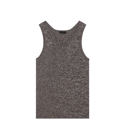 Ribbed Tank Top with Blue Brown Pattern