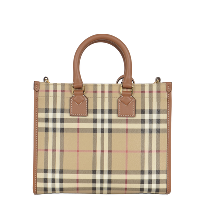 Mini Freya Tote Bag Check Coated Cotton Blend