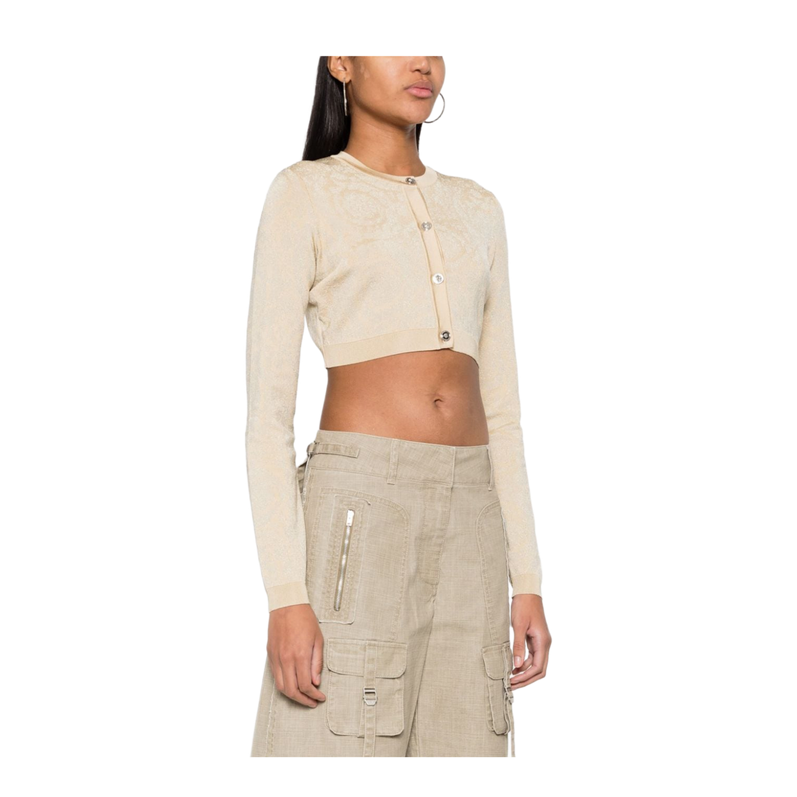 Barocco Pattern Cropped Cardigan