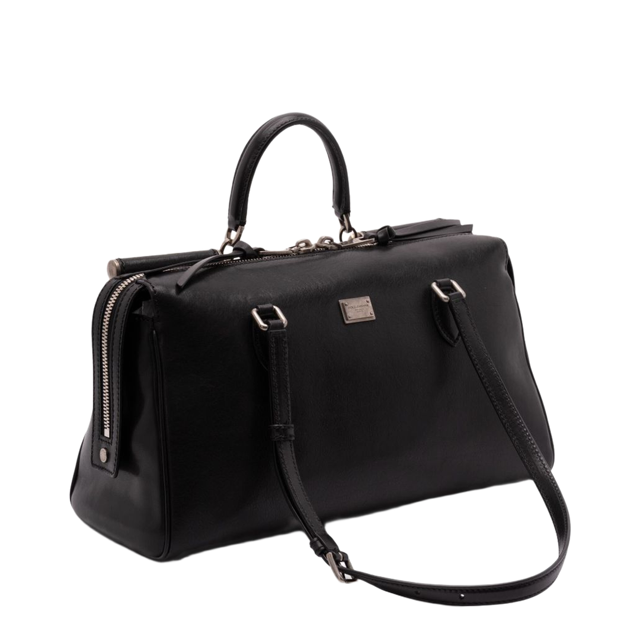 Vittoria Medium Calfskin Top Handle Bag - Black