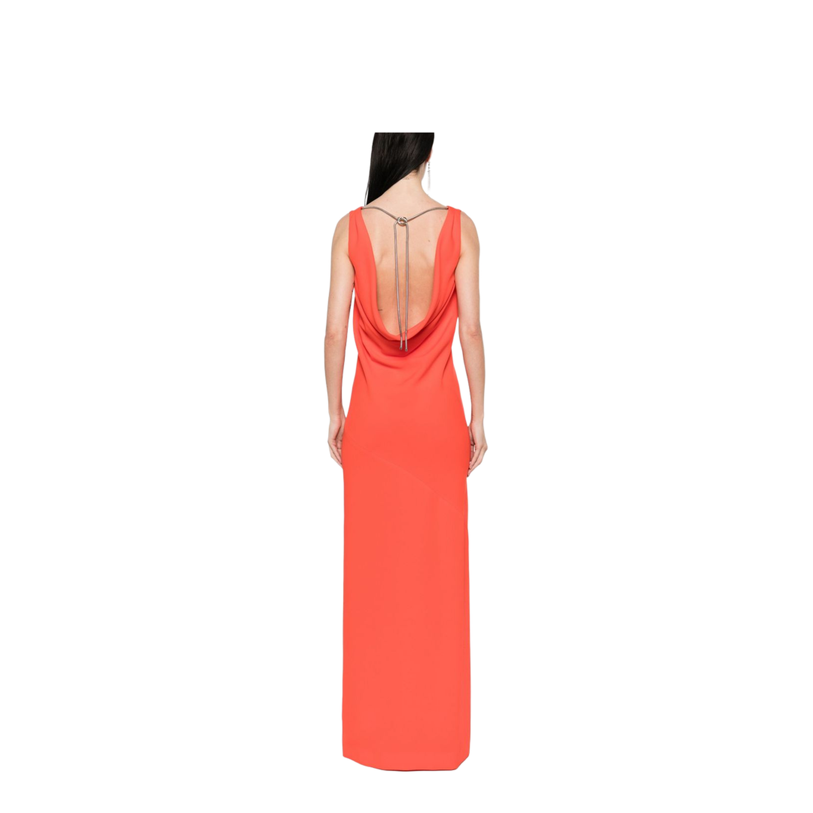 Burnt Orange Open Back Sleeveless Knot Detailing Dress