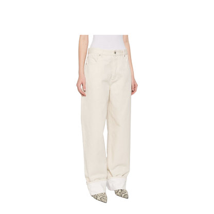 Colored Turned Up Jeans in Pale Meringue