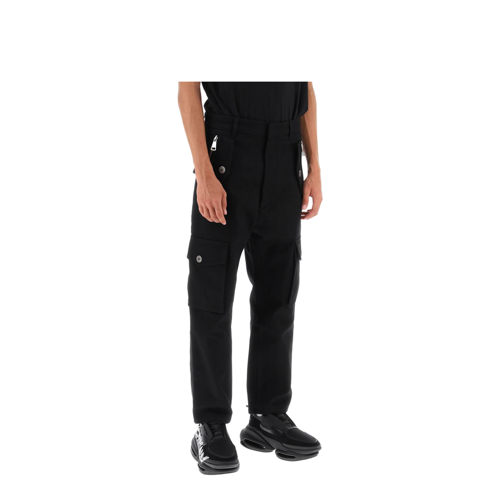Cargo Trousers in Black Fabric