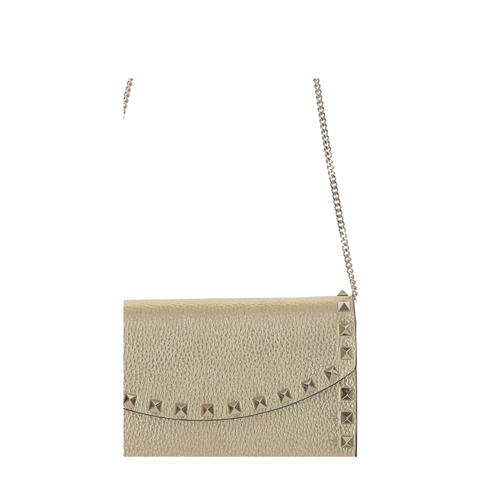 Grained Leather Bag with Chain Shoulder Strap
