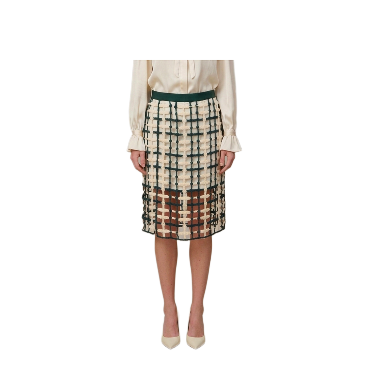 MAYFEYR - SUTTON NEW YORK - Green Mesh Midi Skirt - D972234615815
