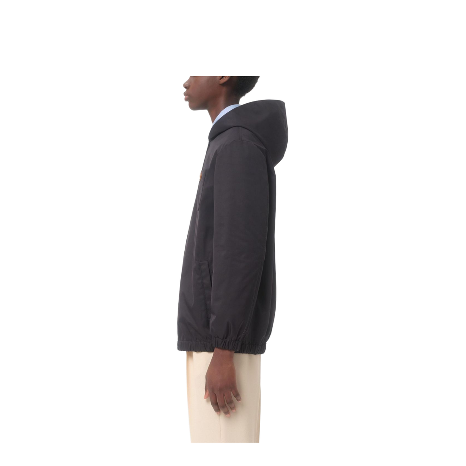 Nylon Hooded Jacket With Vlogo Patch