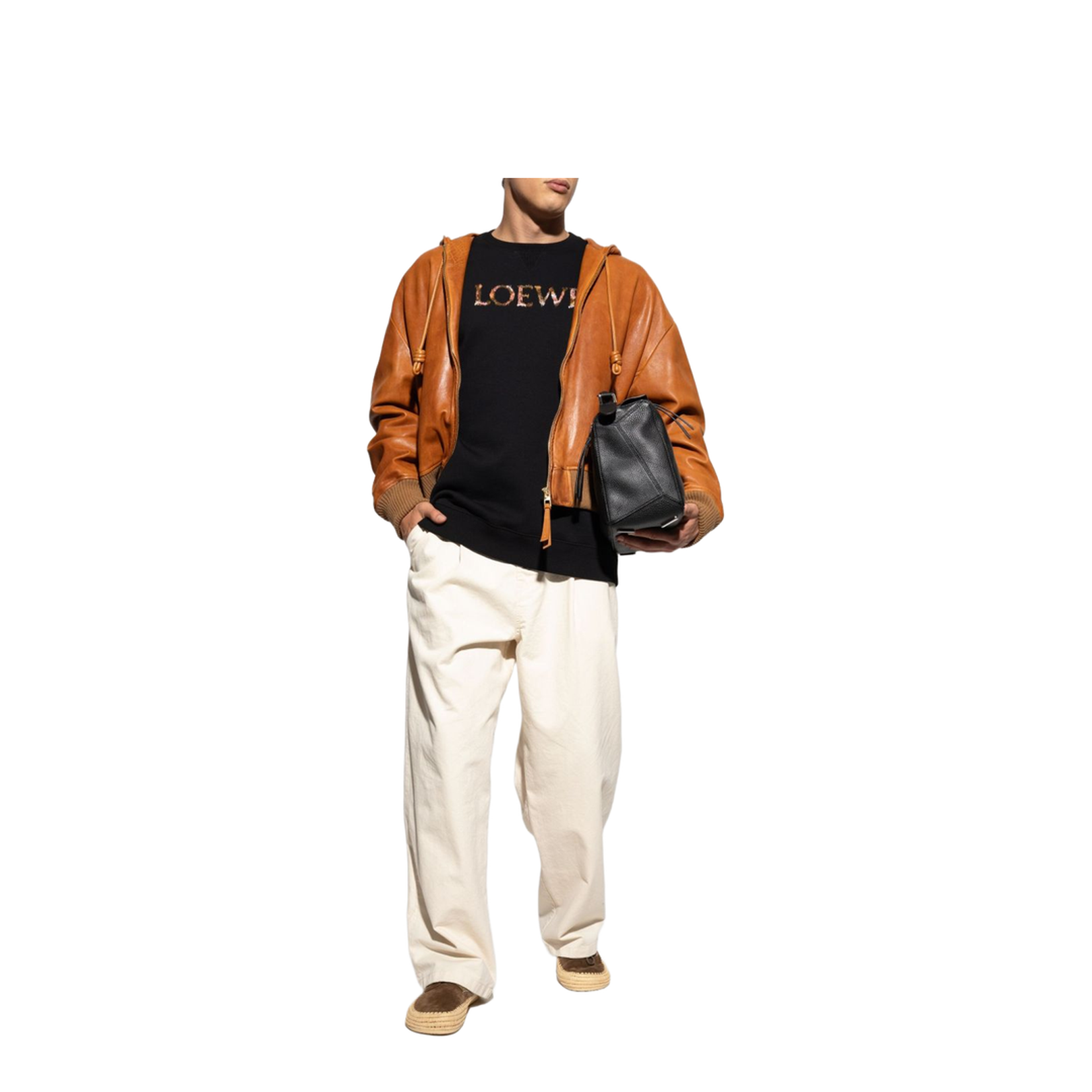 Hooded Jacket in Nappa Lambskin Brown