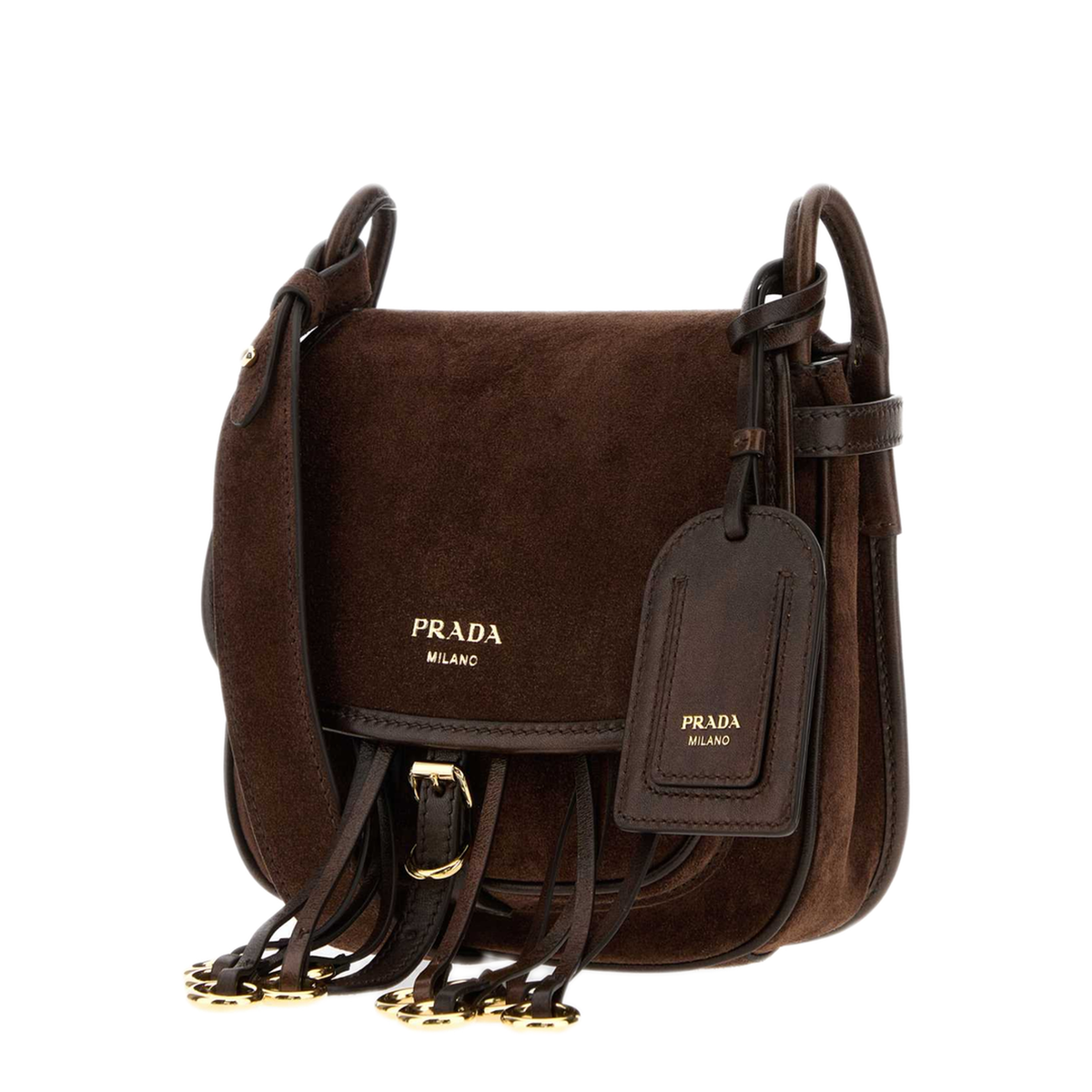 MAYFEYR - Prada - Brown Suede Corsaire Crossbody Bag - 1BD412VOOU2C4SF0003