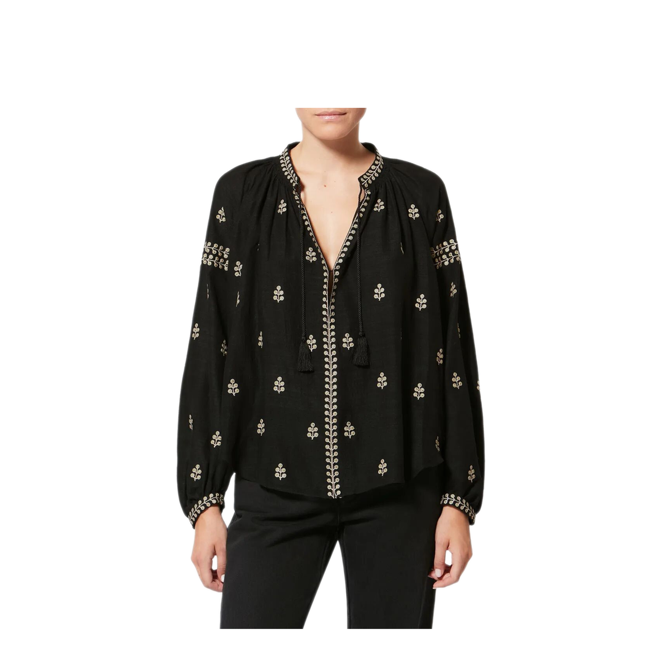 MAYFEYR - Isabel Marant - Rodis Embroidered Tussar Silk Blouse - HT0826FAD1J12I01BK