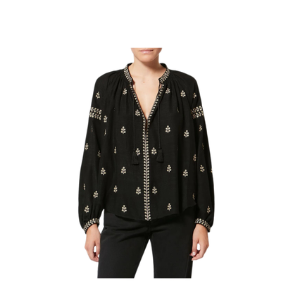 MAYFEYR - Isabel Marant - Rodis Embroidered Tussar Silk Blouse - HT0826FAD1J12I01BK