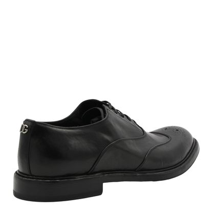 Washed Black Calfskin Lace-Up Shoe