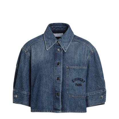 Short Cocoon Shirt in Medium Blue