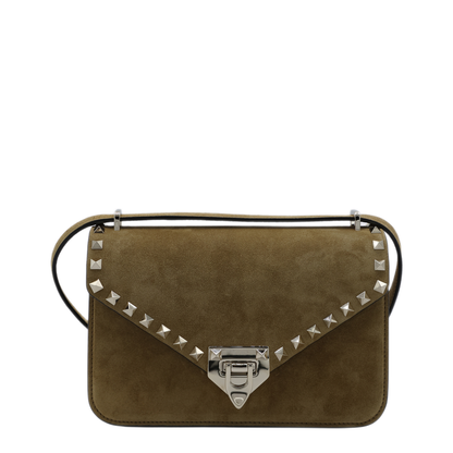 Rockstud Small Suede Shoulder Bag - Havana Beige