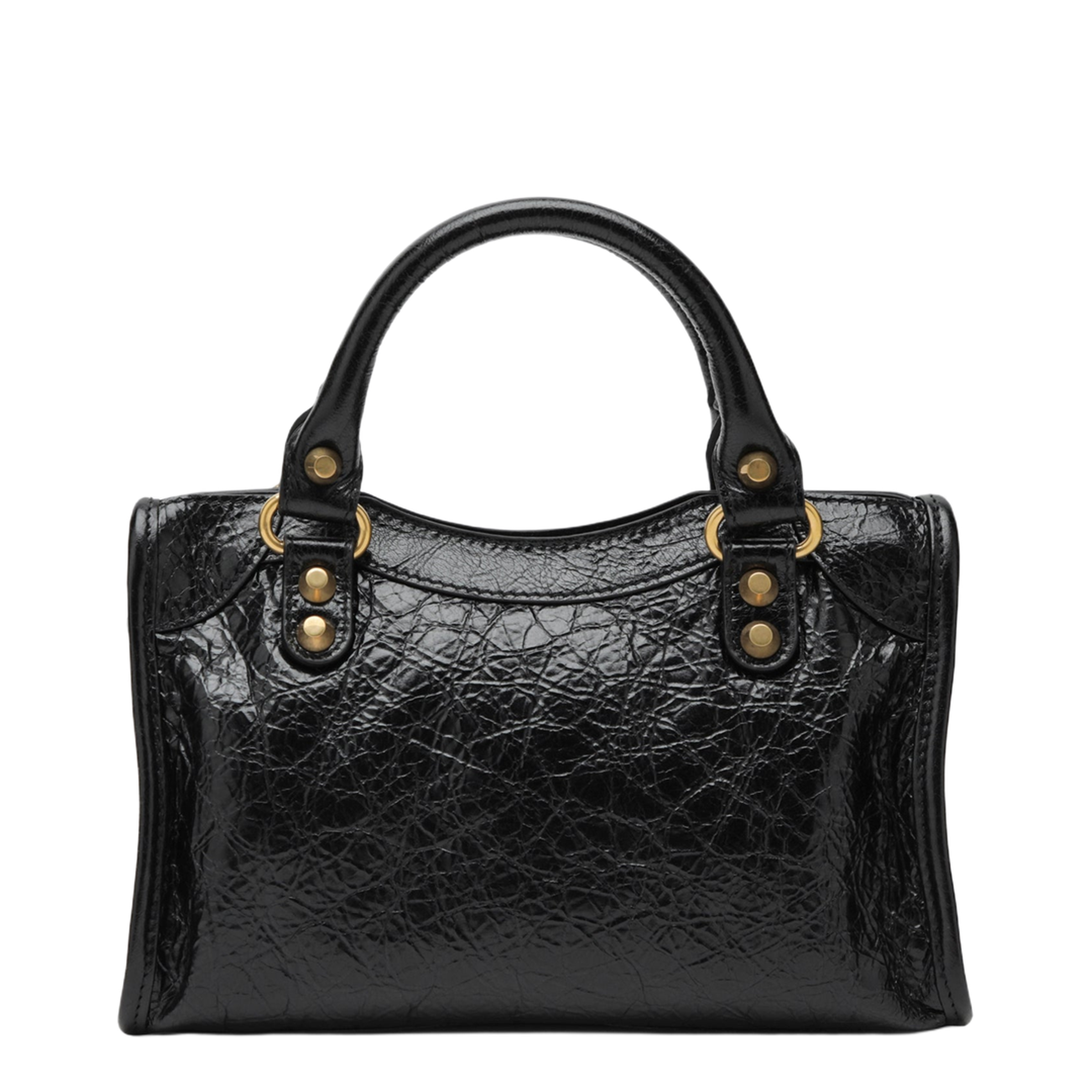 Le City Mini Textured Lambskin Leather Shoulder Bag - Black