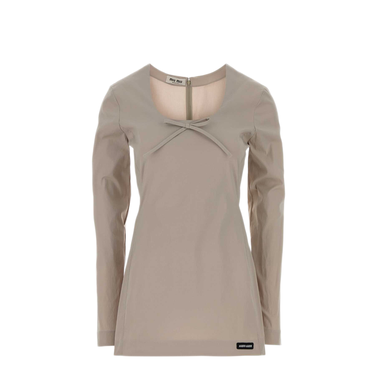 MAYFEYR - Miu Miu - Dove Grey Stretch Poplin Mini Dress - MF6588SOOO6472F0A08